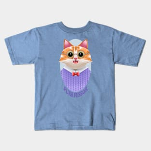 Purrfessor teacher cat pun (with background) Kids T-Shirt